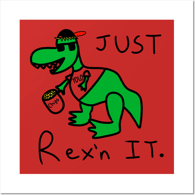 Cool Skater T-rex Wall Art by Terribly Drawn